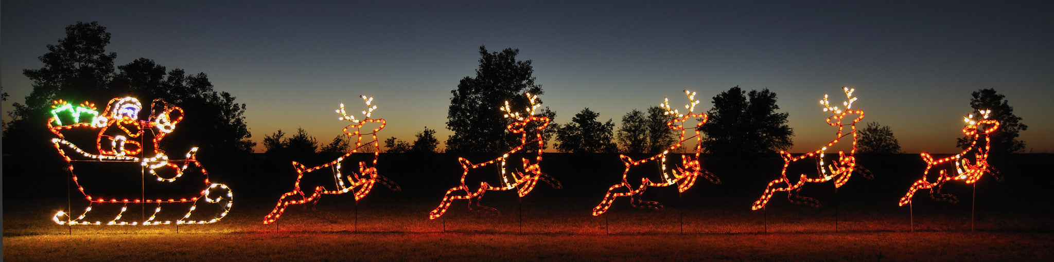 Christmas outlets animated santa in sleigh with one reindeer lights and music over 3ft