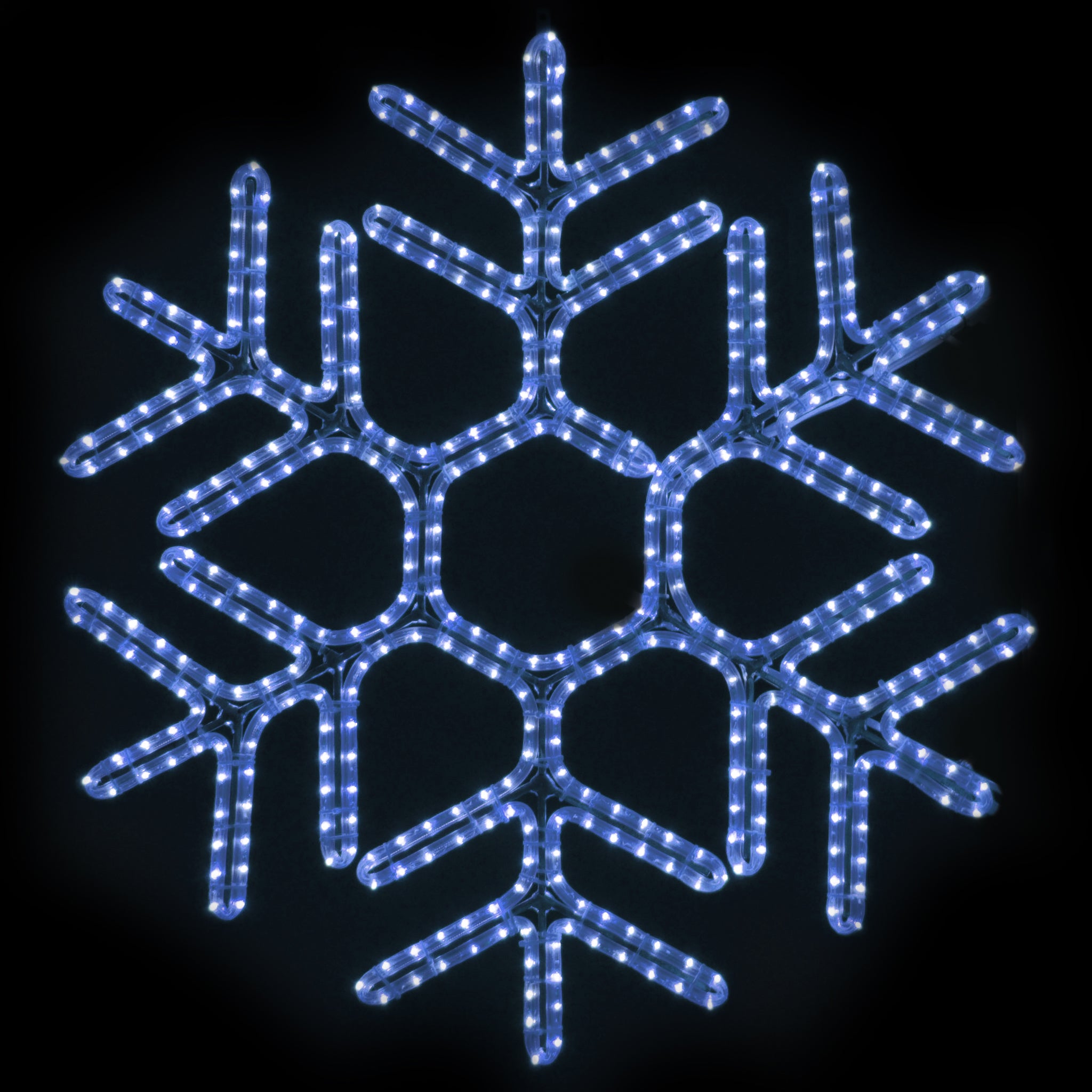 Blue, snowflake, commercial quality, hangin, outdoor, Christmas, holiday, LED, rope light, quality, durable, motif, display, 2021