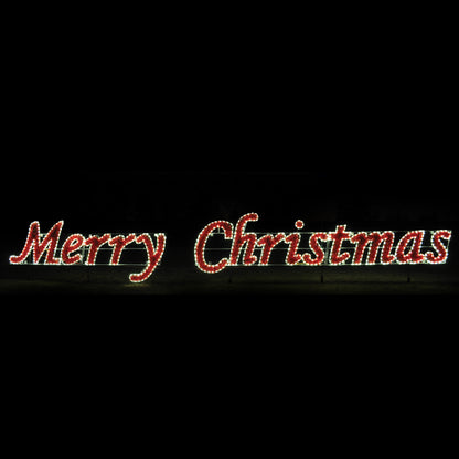 giant, large, commercial-grade, outdoor, sign, script, merry Christmas, holiday, LED, bulb, C7, red, white, garland, light, quality, durable, traditional, yard motif, 2021