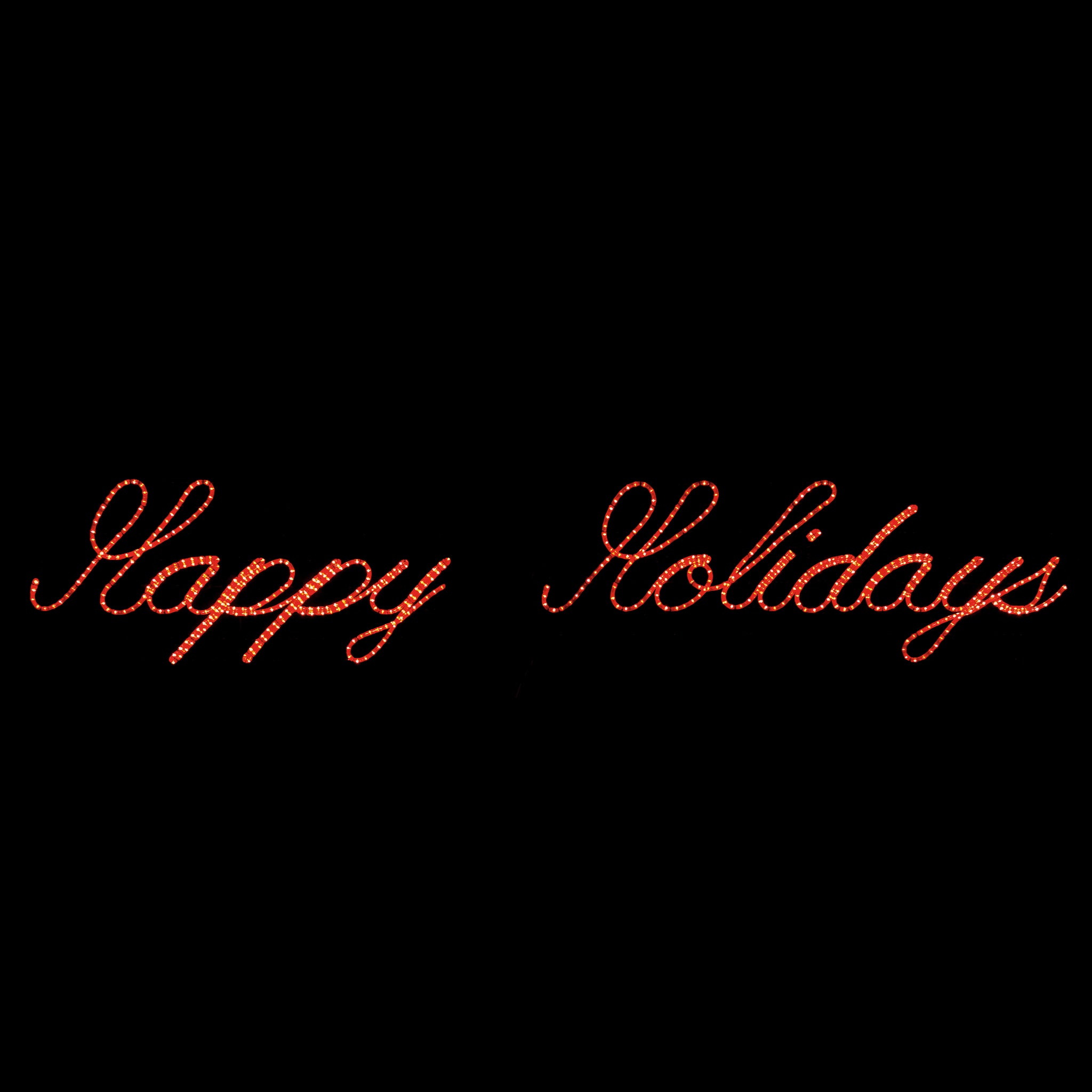 Happy Holidays (Rope light Script) Sign - Red, Outdoor yard motif, traditional illuminating 