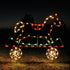 Christmas rocking horse flat car, train set, outdoor holiday decoration, animated, C7 LED Bulbs, aluminum frame, motif, holidaylights.com 2021