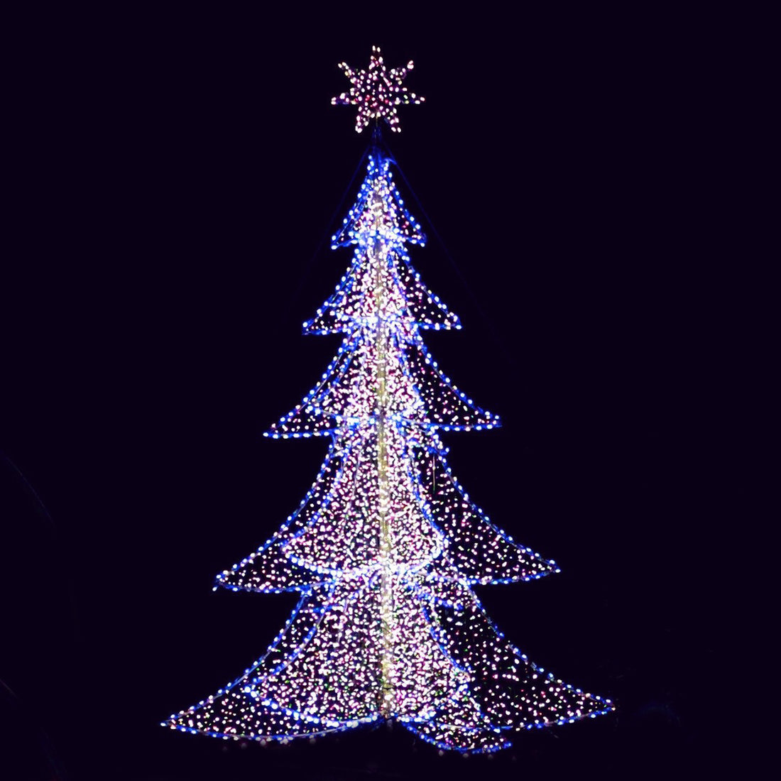 3D, Tree, LED, 6 sided, star, christmas, holiday, display, motif, commercial quality, custom, bulbs, decorating, shopping center, town center, giant tree decoration, life size